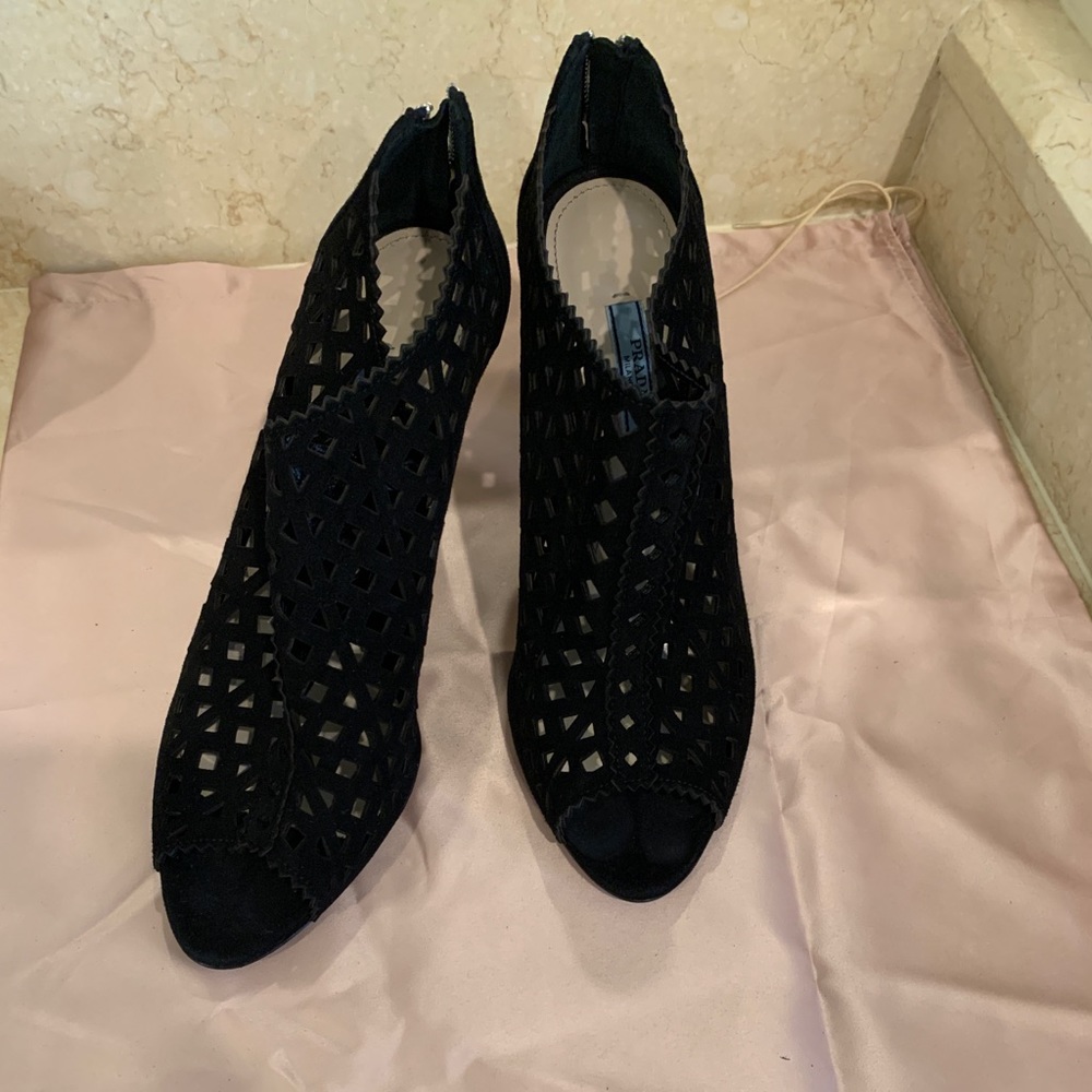Prada Peep Toe Black Heels